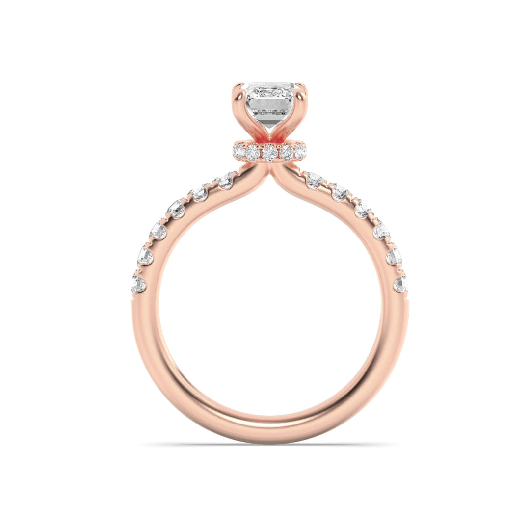 2CTW Radiant Shaped Lab Grown Diamond (F/VS) Hidden Halo Accented Ring in 14K Gold