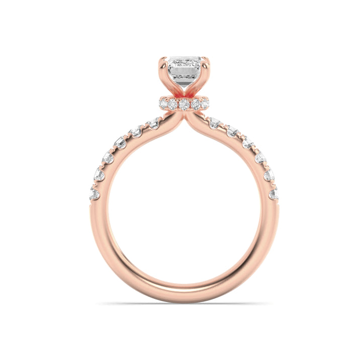2CTW Radiant Shaped Lab Grown Diamond (F/VS) Hidden Halo Accented Ring in 14K Gold