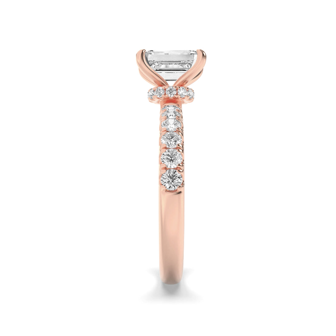 2CTW Radiant Shaped Lab Grown Diamond (F/VS) Hidden Halo Accented Ring in 14K Gold