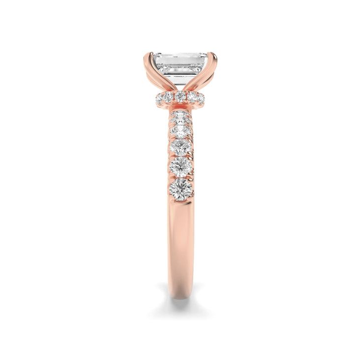 2CTW Radiant Shaped Lab Grown Diamond (F/VS) Hidden Halo Accented Ring in 14K Gold
