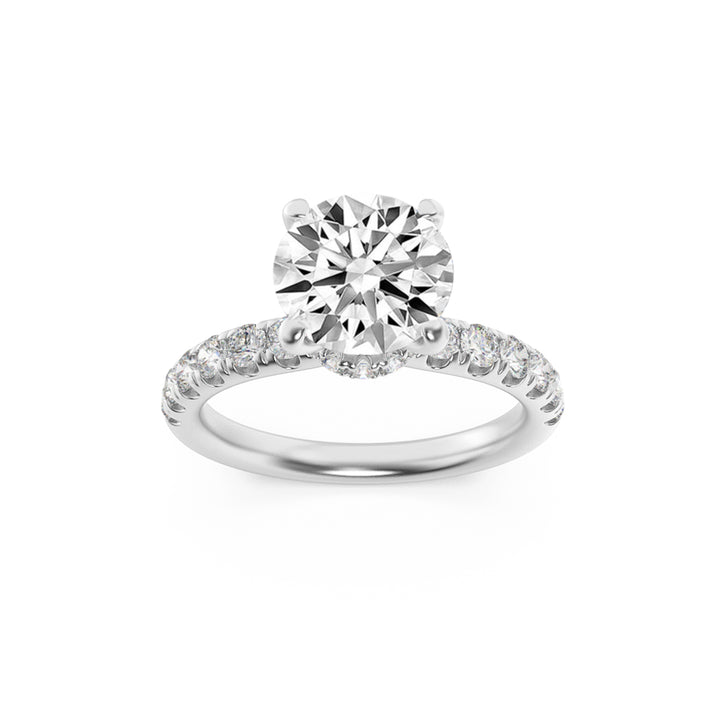 1.5CTW Round Shaped Lab Grown Diamond (F/VS) Hidden Halo Accented Ring in 14K Gold