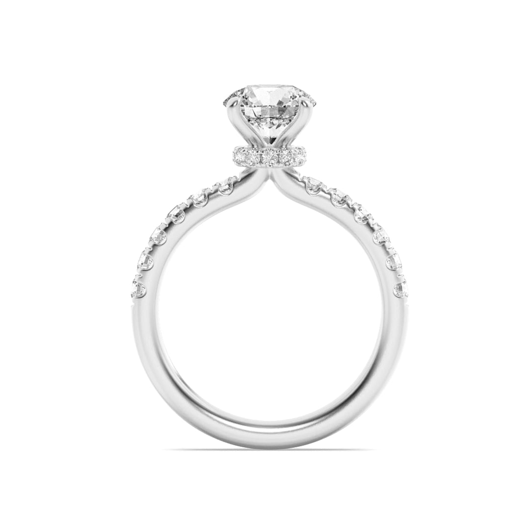 1.5CTW Round Shaped Lab Grown Diamond (F/VS) Hidden Halo Accented Ring in 14K Gold