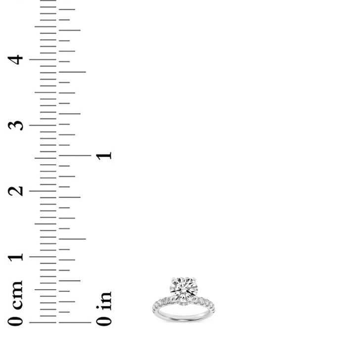 1.5CTW Round Shaped Lab Grown Diamond (F/VS) Hidden Halo Accented Ring in 14K Gold