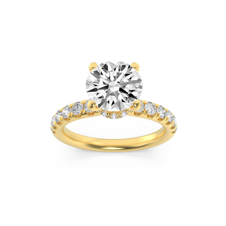 1.5CTW Round Shaped Lab Grown Diamond (F/VS) Hidden Halo Accented Ring in 14K Gold
