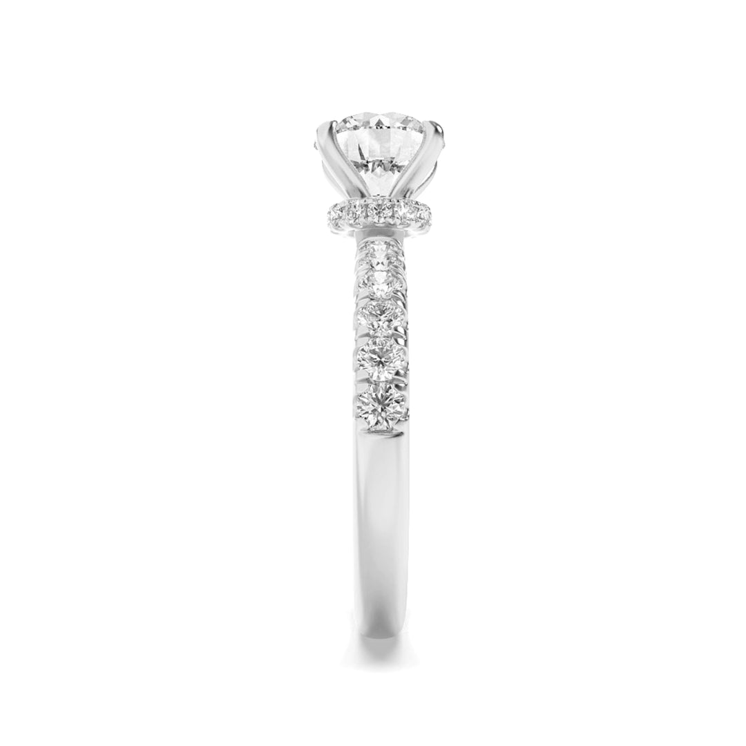 2CTW Round Shaped Lab Grown Diamond (F/VS) Hidden Halo Accented Ring in 14K Gold
