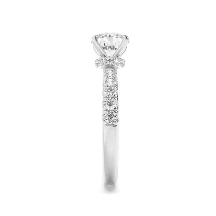 2CTW Round Shaped Lab Grown Diamond (F/VS) Hidden Halo Accented Ring in 14K Gold