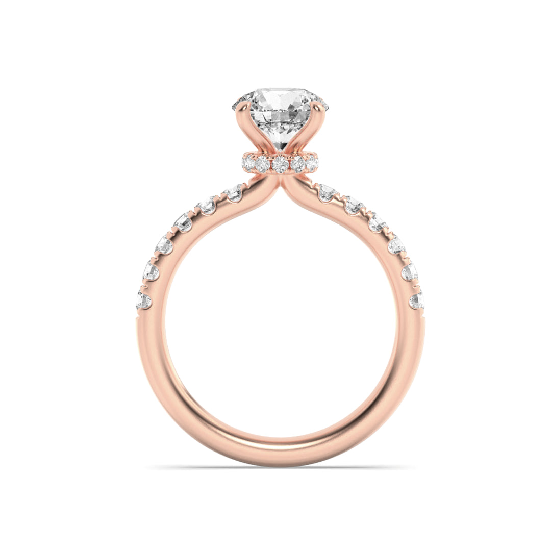 2CTW Round Shaped Lab Grown Diamond (F/VS) Hidden Halo Accented Ring in 14K Gold