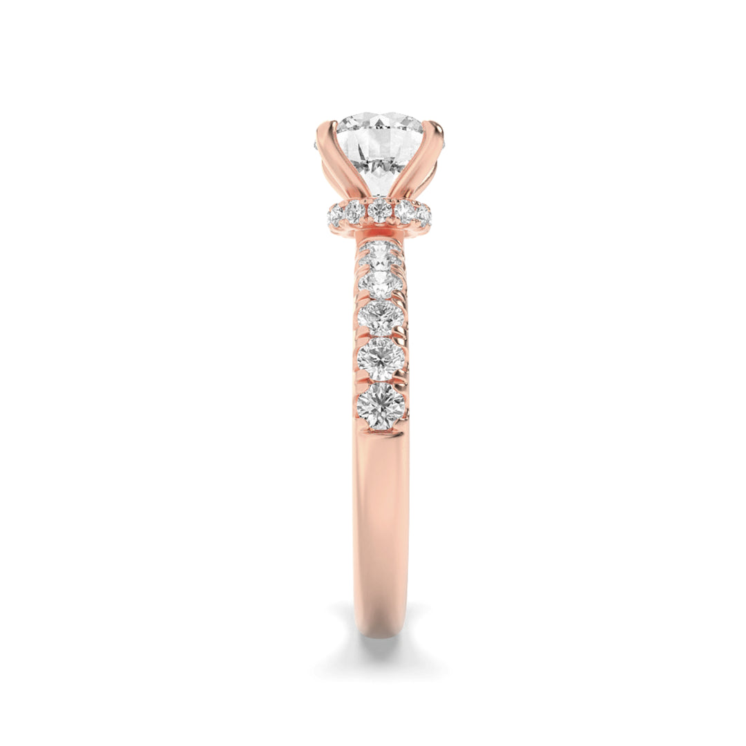 2CTW Round Shaped Lab Grown Diamond (F/VS) Hidden Halo Accented Ring in 14K Gold