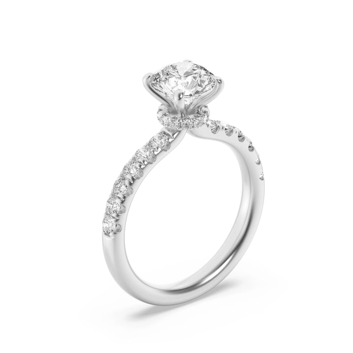 2.5Cttw Round Shaped Lab Grown Diamond (F/VS) Hidden Halo Accented Ring in 14K Gold