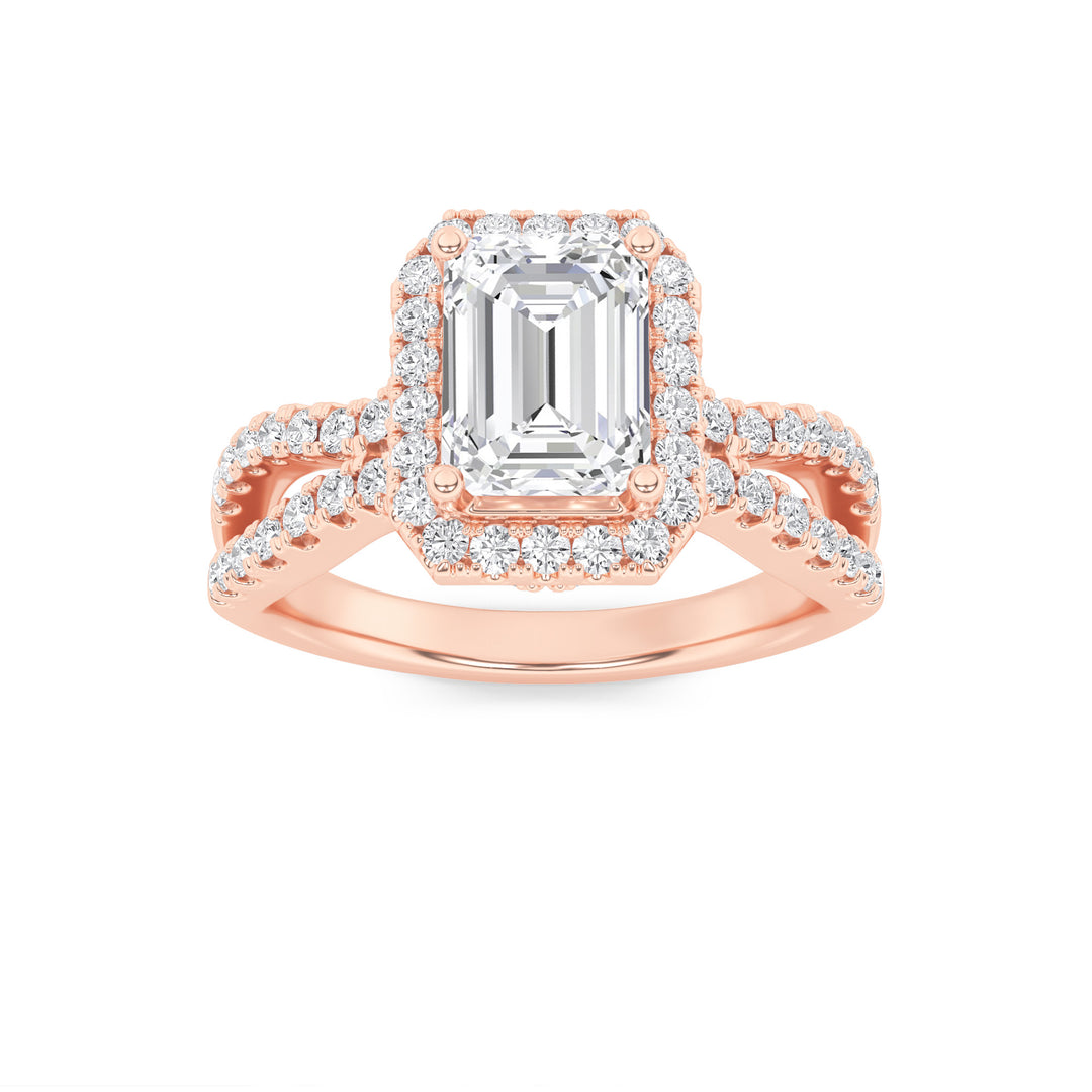 14KR 2ct Lab Diamond Halo Engagement Ring