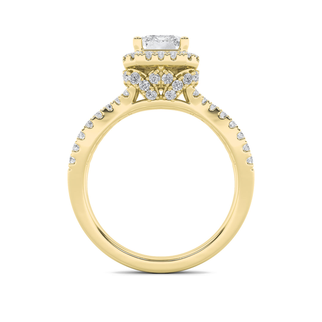 2Cttw Radiant Shaped Lab Grown Diamond (F/VS)  Ring in 14K Gold