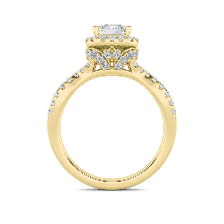 2Cttw Radiant Shaped Lab Grown Diamond (F/VS)  Ring in 14K Gold