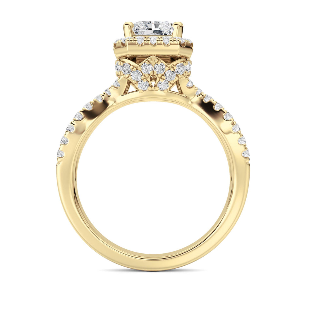 2Cttw Radiant Shaped Lab Grown Diamond (F/VS)  Ring in 14K Gold