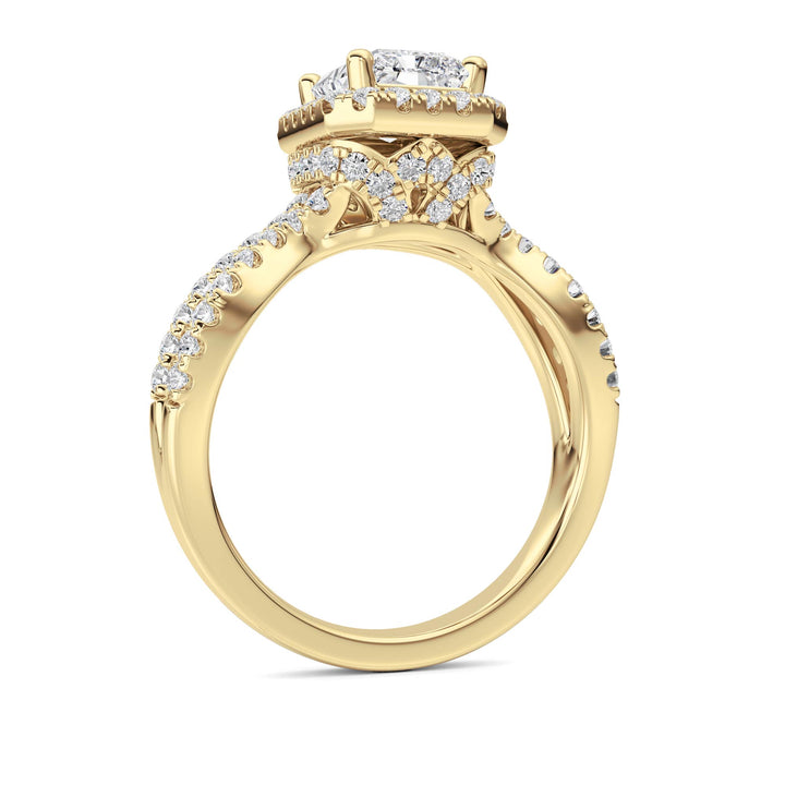 2Cttw Radiant Shaped Lab Grown Diamond (F/VS)  Ring in 14K Gold