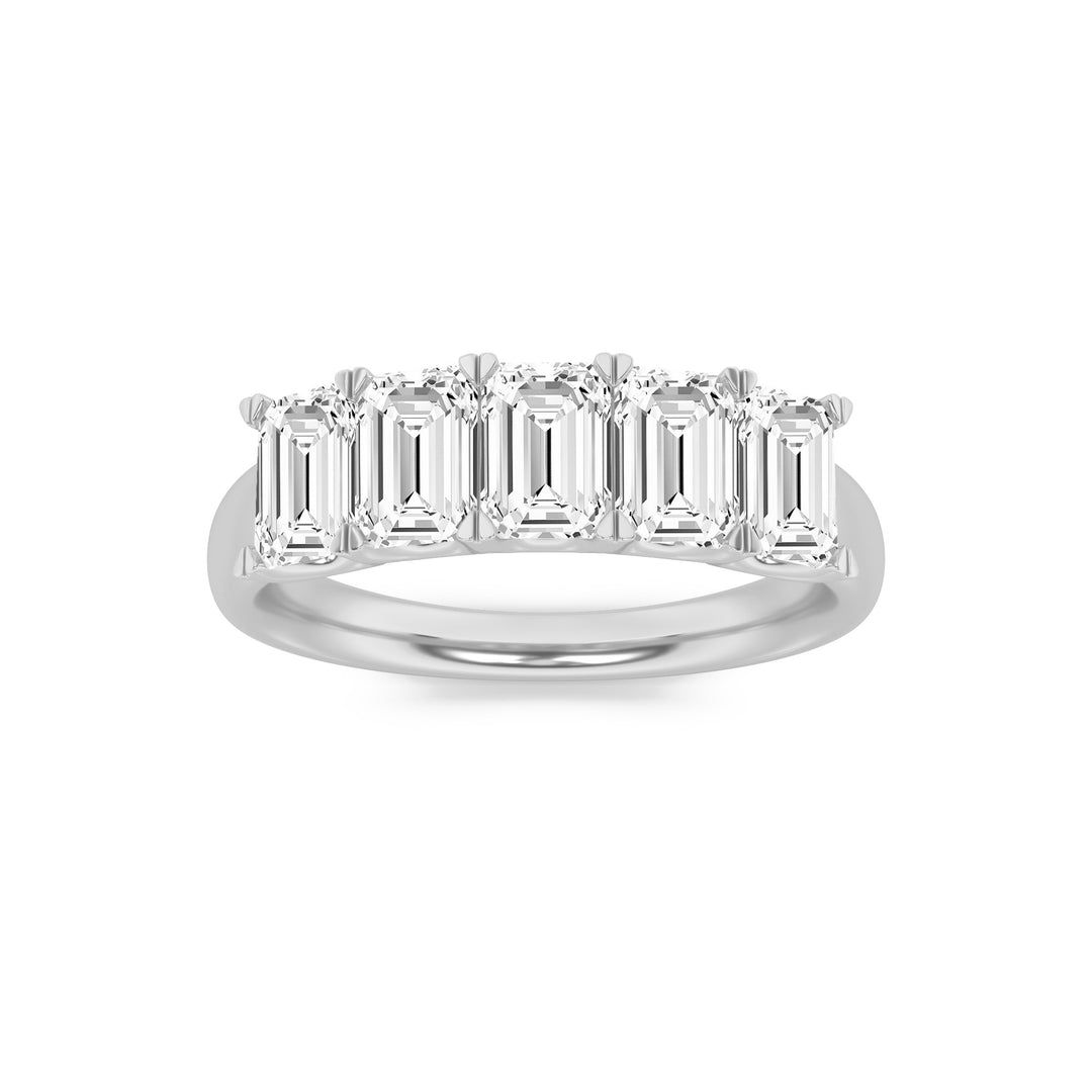 14KW 2ct Lab Diamond Three-Stone Emerald Anniversary Ring
