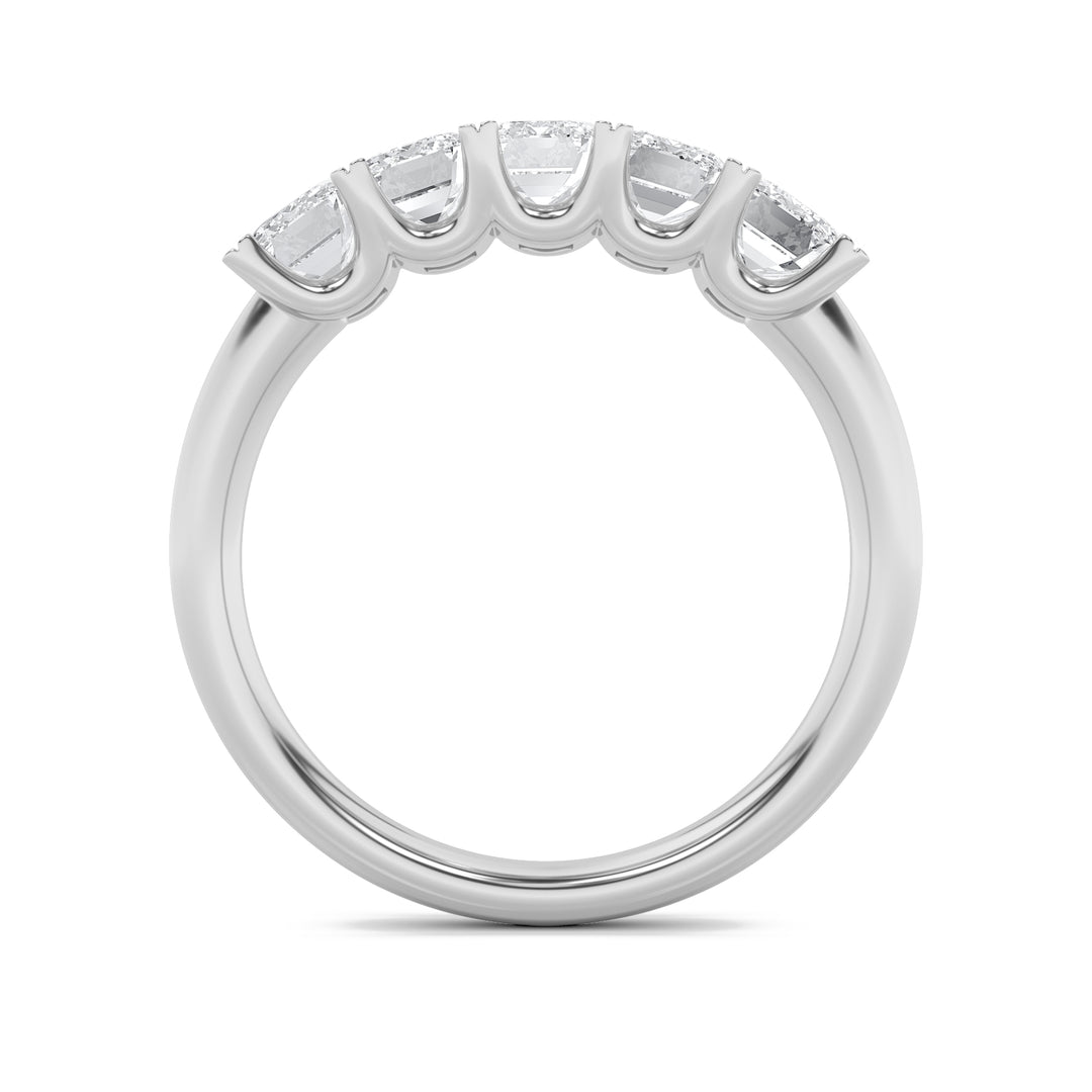 2CTW Emerald Shaped Lab Grown Diamond (F/VS) Five Stone Band Ring in 14K Gold