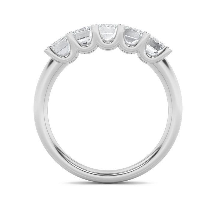 2CTW Emerald Shaped Lab Grown Diamond (F/VS) Five Stone Band Ring in 14K Gold