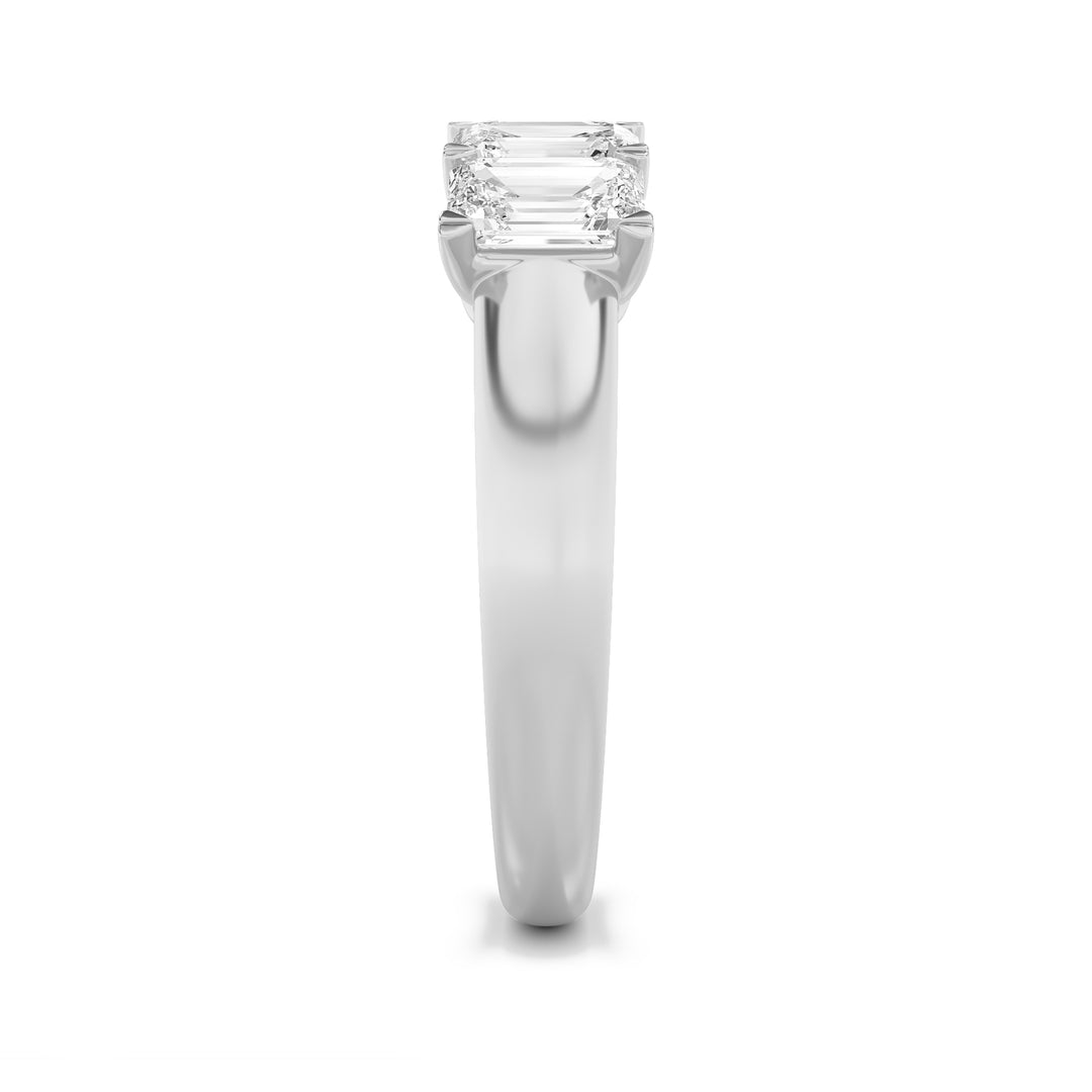2CTW Emerald Shaped Lab Grown Diamond (F/VS) Five Stone Band Ring in 14K Gold
