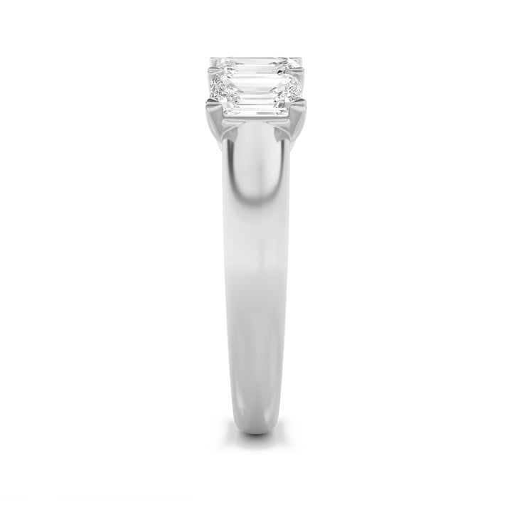 2CTW Emerald Shaped Lab Grown Diamond (F/VS) Five Stone Band Ring in 14K Gold