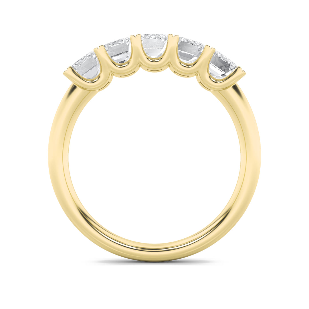 2CTW Emerald Shaped Lab Grown Diamond (F/VS) Five Stone Band Ring in 14K Gold