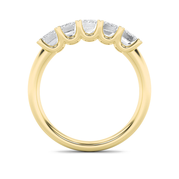 2CTW Emerald Shaped Lab Grown Diamond (F/VS) Five Stone Band Ring in 14K Gold