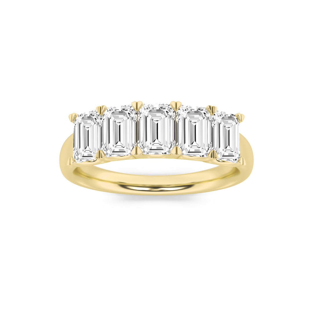 2CTW Emerald Shaped Lab Grown Diamond (G/VS) Five Stone Band Ring in 14K Gold