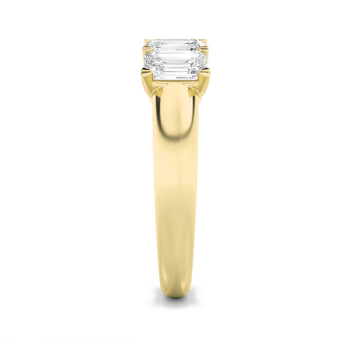 2CTW Emerald Shaped Lab Grown Diamond (G/VS) Five Stone Band Ring in 14K Gold