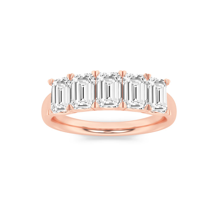 2CTW Emerald Shaped Lab Grown Diamond (F/VS) Ring in 14K Rose Gold