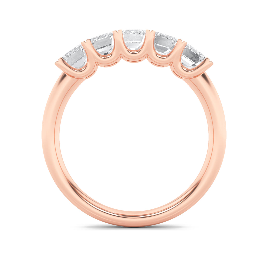 2CTW Emerald Shaped Lab Grown Diamond (F/VS) Ring in 14K Rose Gold