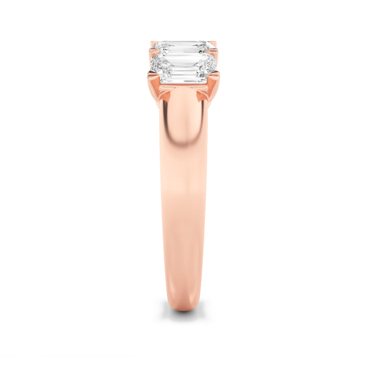 2CTW Emerald Shaped Lab Grown Diamond (F/VS) Ring in 14K Rose Gold