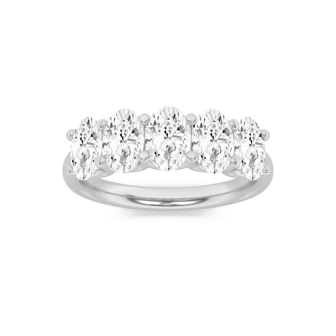 2CTW Oval Shaped Lab Grown Diamond (F/VS) Five Stone Band Ring in 14K Gold