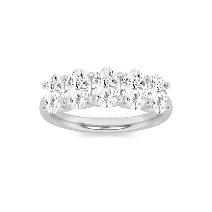 2CTW Oval Shaped Lab Grown Diamond (F/VS) Five Stone Band Ring in 14K Gold