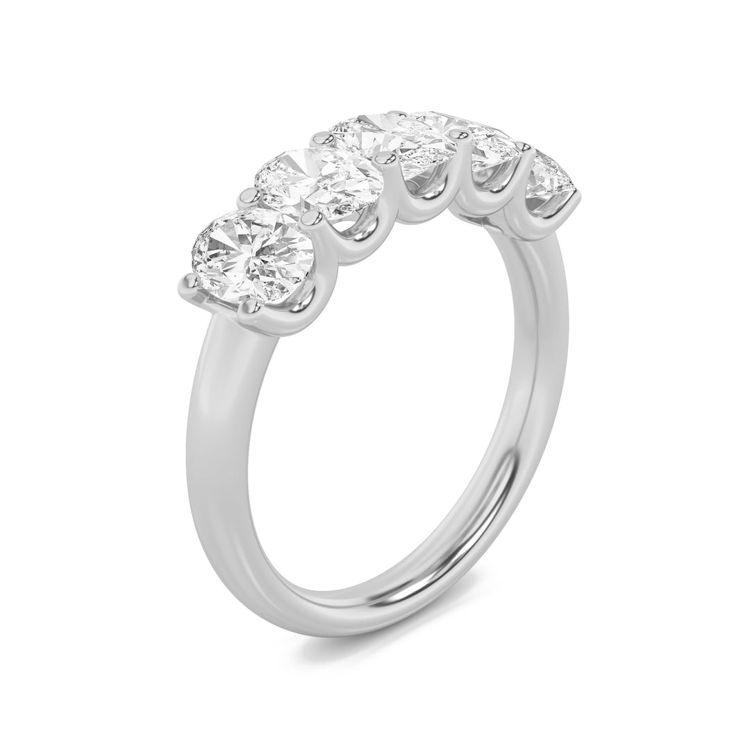 2CTW Oval Shaped Lab Grown Diamond (F/VS) Five Stone Band Ring in 14K Gold