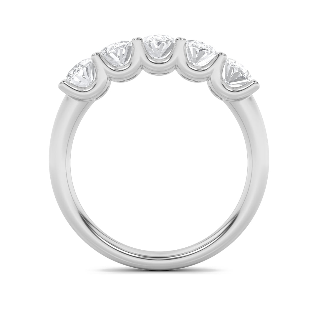 2CTW Oval Shaped Lab Grown Diamond (F/VS) Five Stone Band Ring in 14K Gold