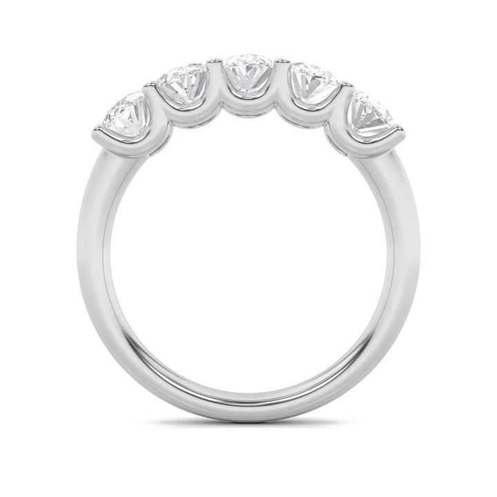 2CTW Oval Shaped Lab Grown Diamond (F/VS) Five Stone Band Ring in 14K Gold