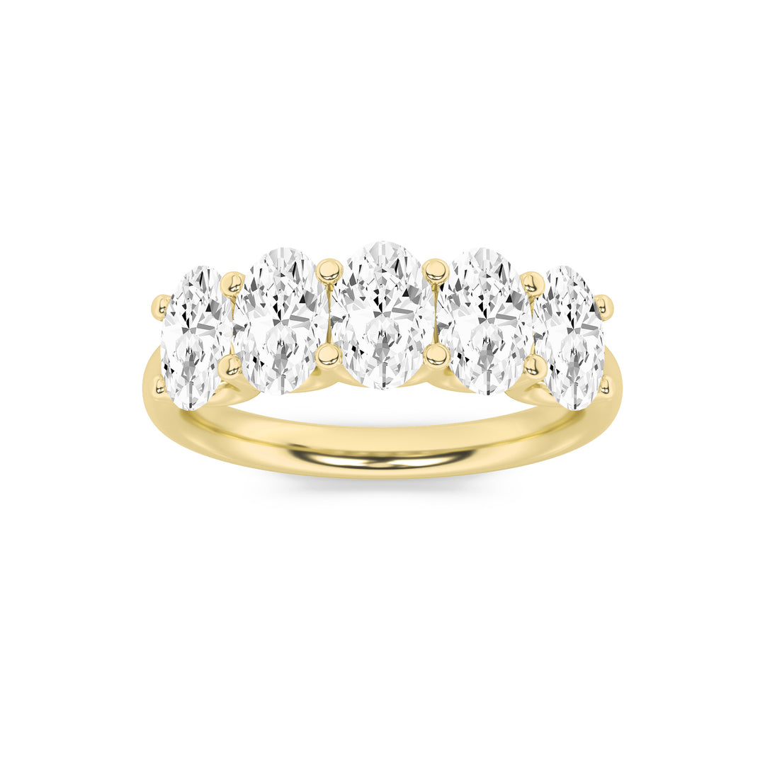 2CTW Oval Shaped Lab Grown Diamond (F/VS) Five Stone Band Ring in 14K Gold