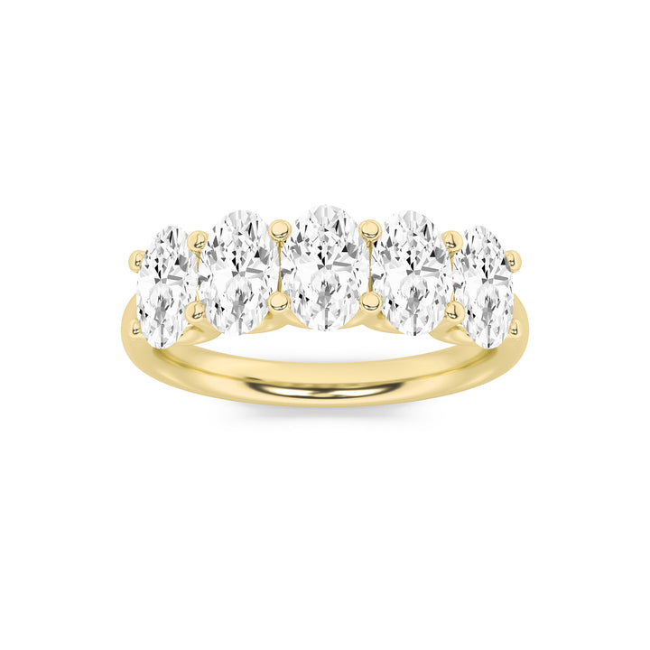 2CTW Oval Shaped Lab Grown Diamond (F/VS) Five Stone Band Ring in 14K Gold
