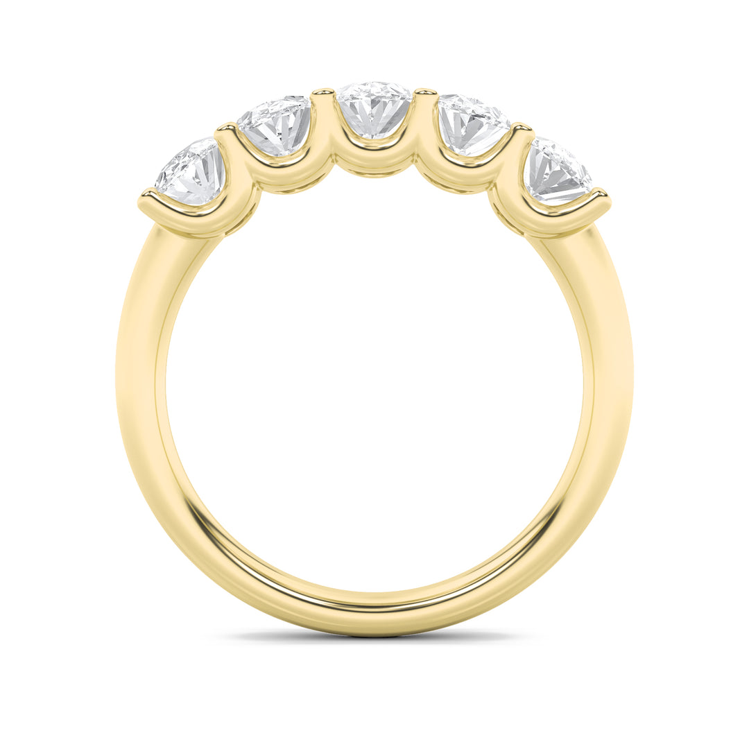 2CTW Oval Shaped Lab Grown Diamond (F/VS) Five Stone Band Ring in 14K Gold
