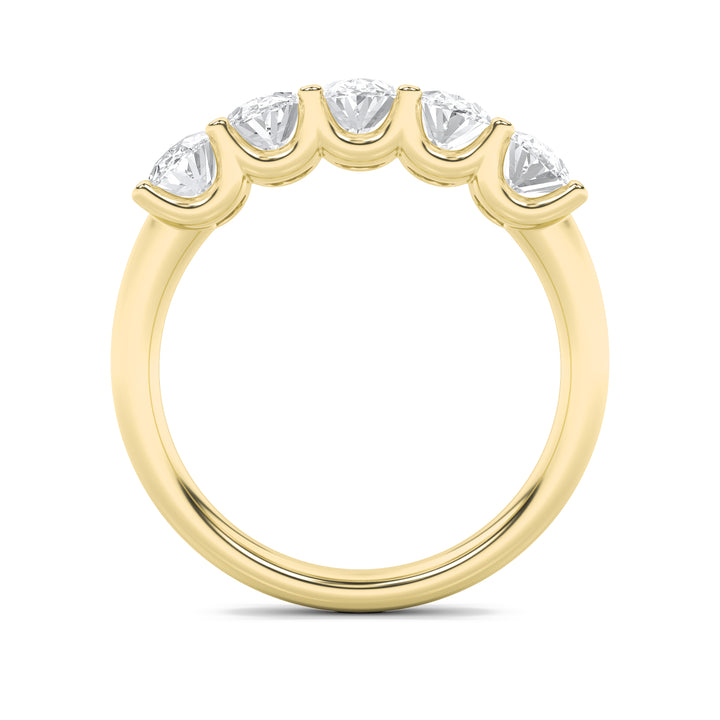 2CTW Oval Shaped Lab Grown Diamond (F/VS) Five Stone Band Ring in 14K Gold