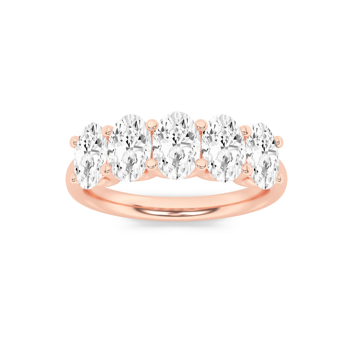 2CTW Oval Shaped Lab Grown Diamond (F/VS) Five Stone Band Ring in 14K Gold