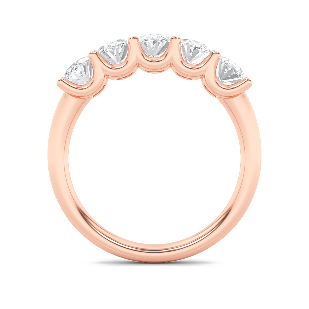 2CTW Oval Shaped Lab Grown Diamond (F/VS) Five Stone Band Ring in 14K Gold