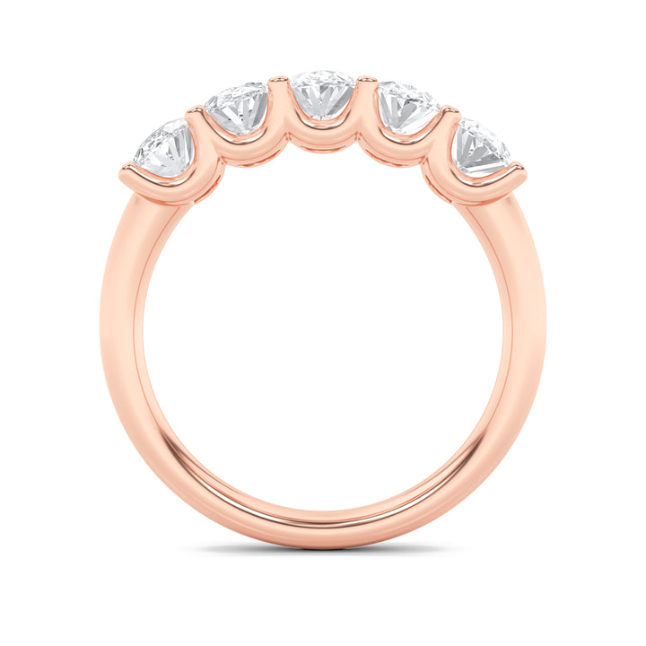 2CTW Oval Shaped Lab Grown Diamond (F/VS) Five Stone Band Ring in 14K Gold