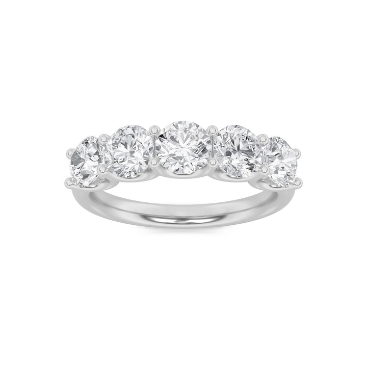 2CTW Round Shaped Lab Grown Diamond (F/VS) Five Stone Band Ring in 14K Gold