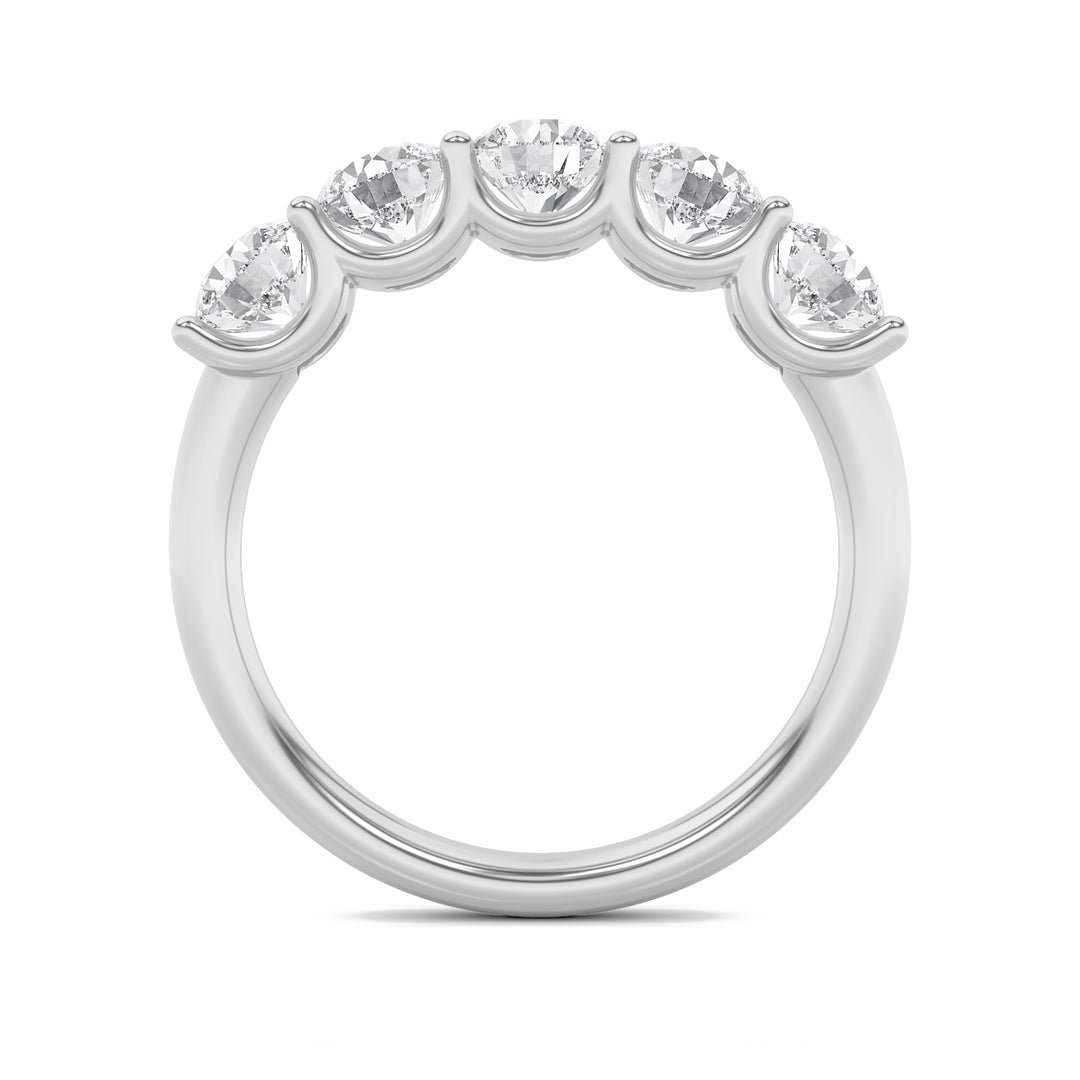 2CTW Round Shaped Lab Grown Diamond (F/VS) Five Stone Band Ring in 14K Gold