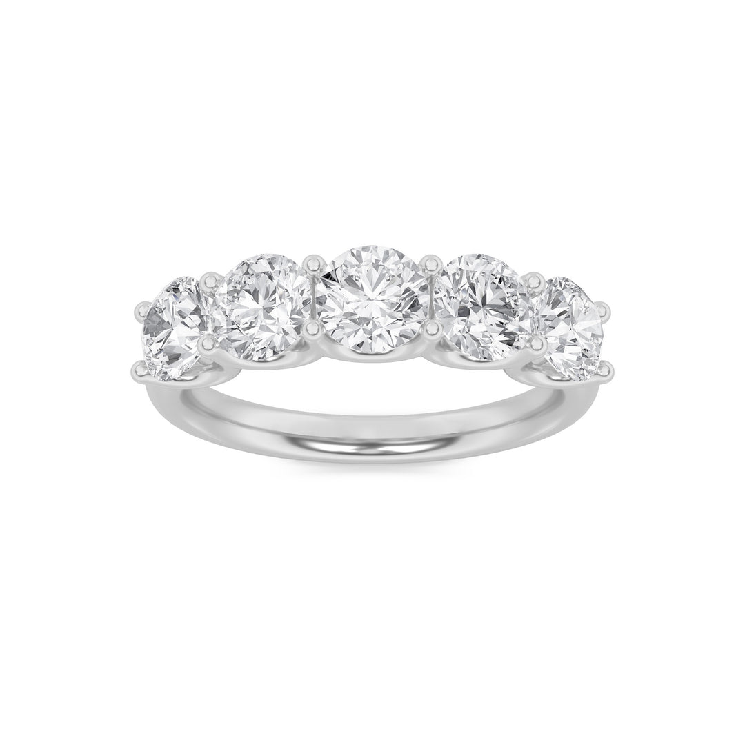 2CTW Round Shaped Lab Grown Diamond (G/VS) Five Stone Band Ring in 14K Gold