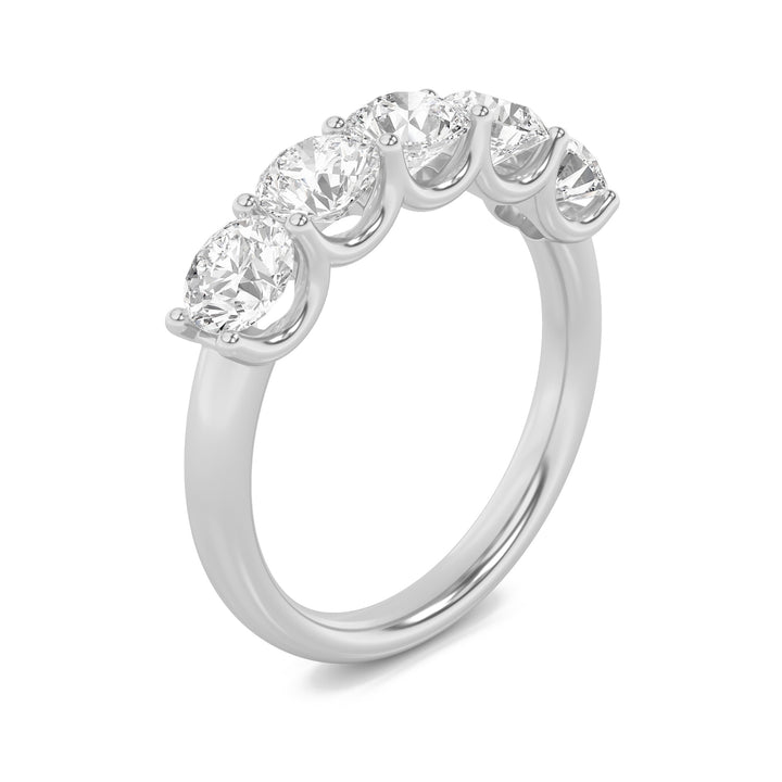 2CTW Round Shaped Lab Grown Diamond (G/VS) Five Stone Band Ring in 14K Gold