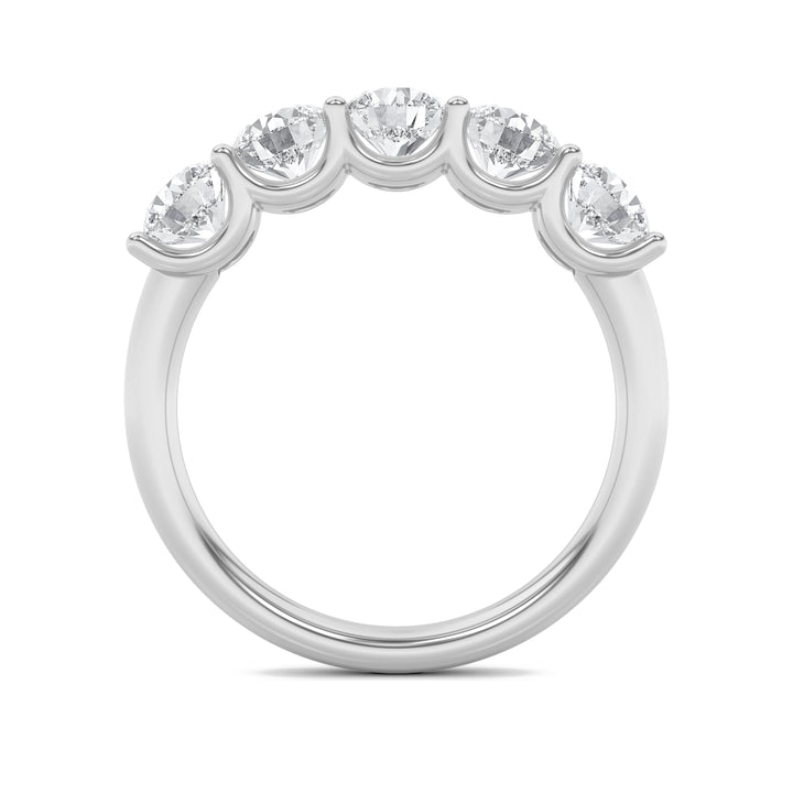 2CTW Round Shaped Lab Grown Diamond (G/VS) Five Stone Band Ring in 14K Gold