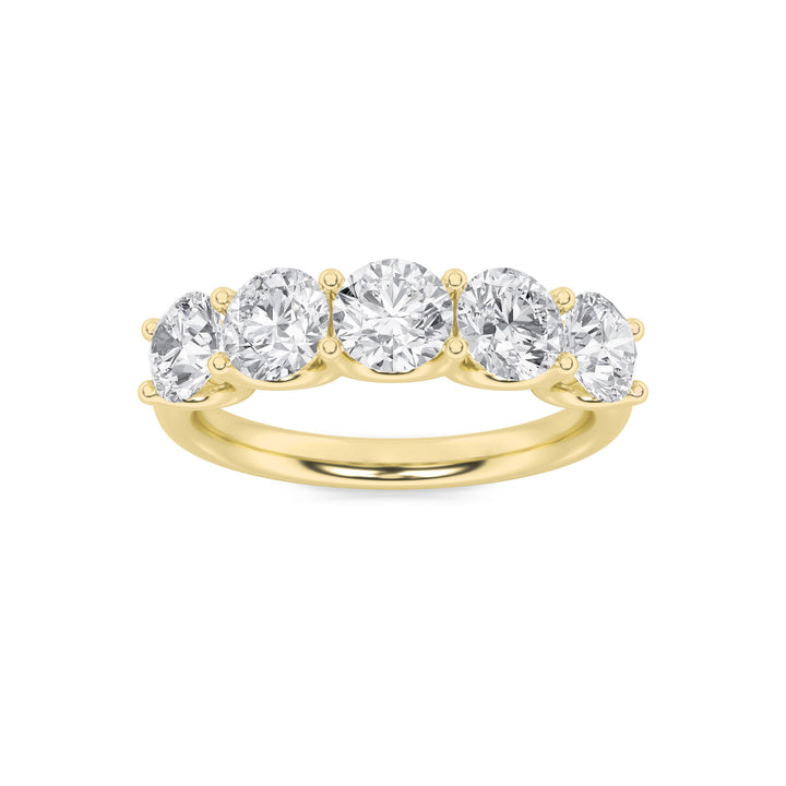 2CTW Round Shaped Lab Grown Diamond (F/VS) Five Stone Band Ring in 14K Gold