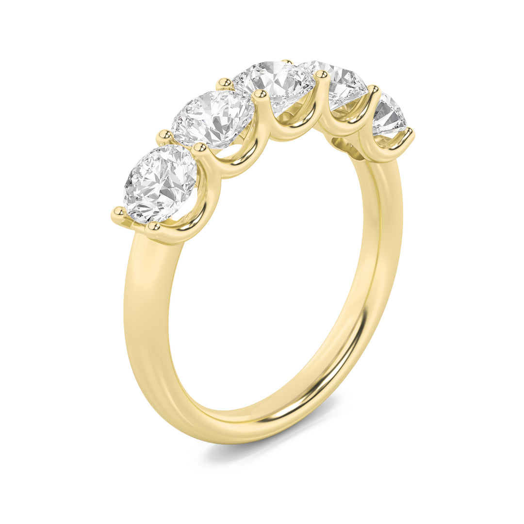 2CTW Round Shaped Lab Grown Diamond (F/VS) Five Stone Band Ring in 14K Gold