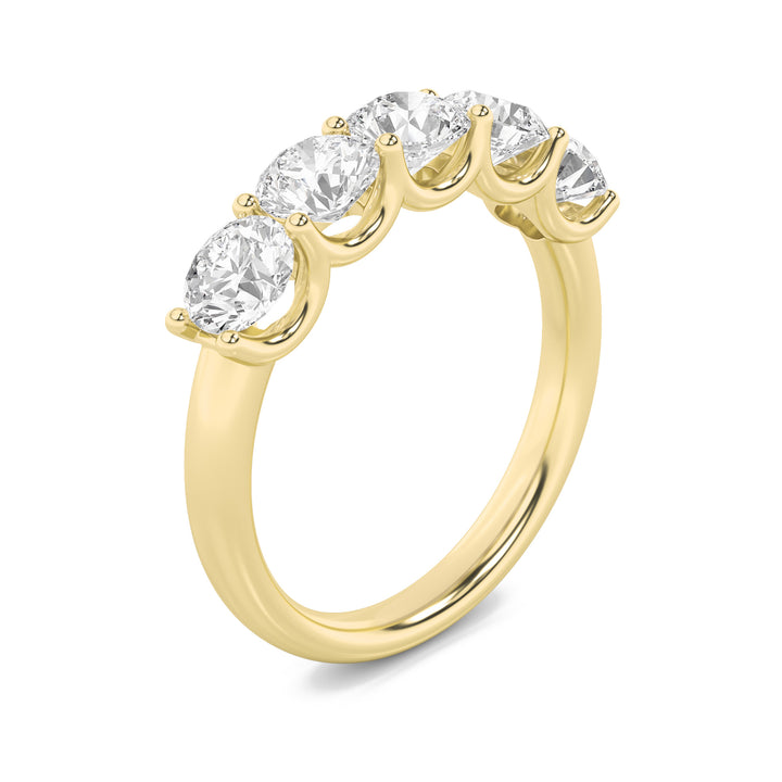 2CTW Round Shaped Lab Grown Diamond (F/VS) Five Stone Band Ring in 14K Gold